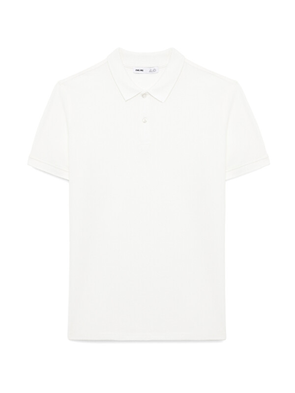 GRIMELANGE SKYLOOM Erkek %100 Pamuk Kısa Kollu Regular Fit BEYAZ Polo Yaka T-shirt