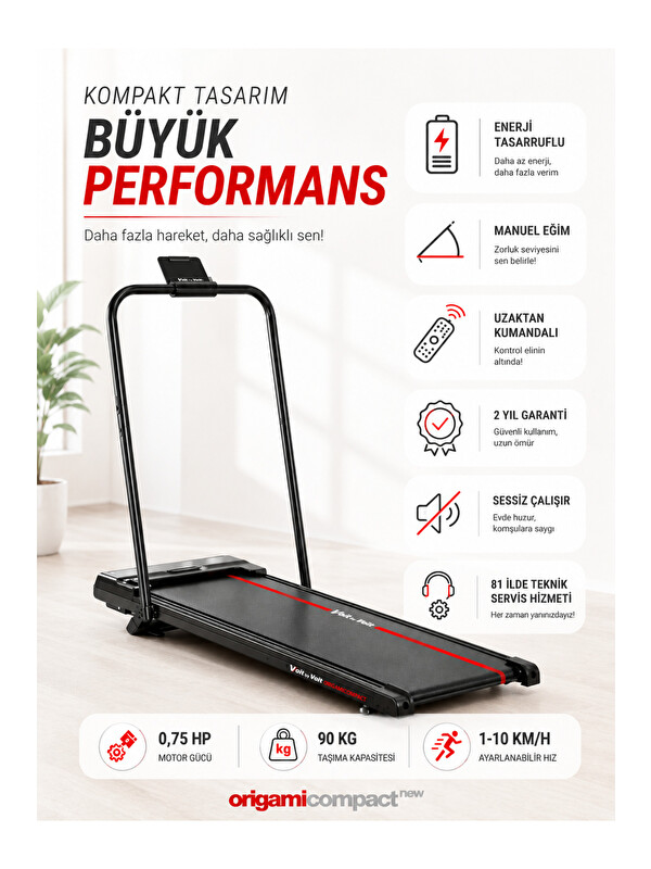 V-Fit By Voit Vfit Origami Compact Katlanabilir Ev Tipi Koşu & Yürüyüş Bandı 10 Km/h