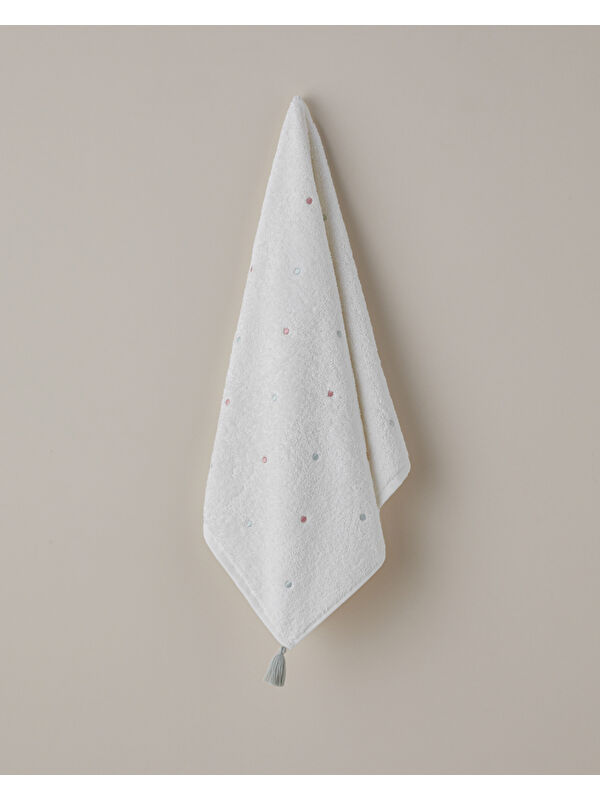English Home Petite Dot Pamuk Püsküllü Yüz Havlusu 50x80 cm Pembe - Yeşil
