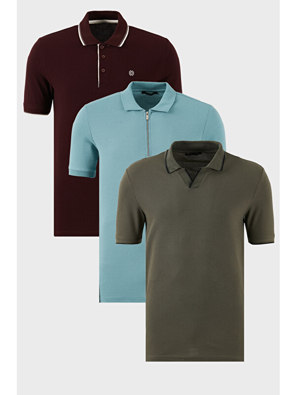 Buratti Pamuklu Regular Fit 3'lü Paket Polo Yaka Tişört 59029641518S3
