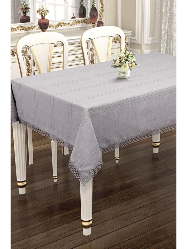 Çeyiz Diyarı Asu 160x220 cm Tek Masa Örtüsü Gri