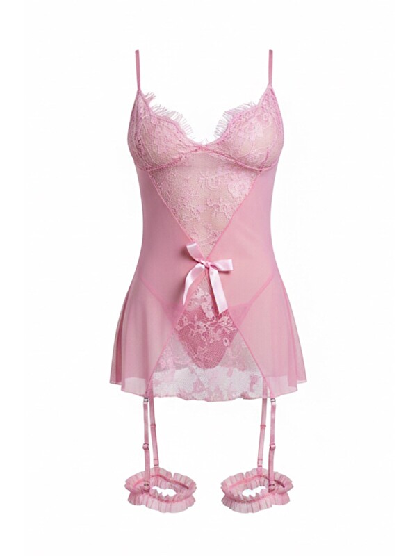 C&City Dantel Detaylı Babydoll Pembe