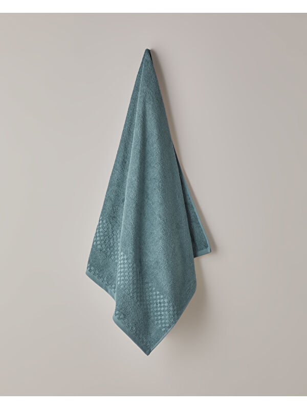 English Home Border Check Pamuk Banyo Havlusu 70x140 cm Petrol