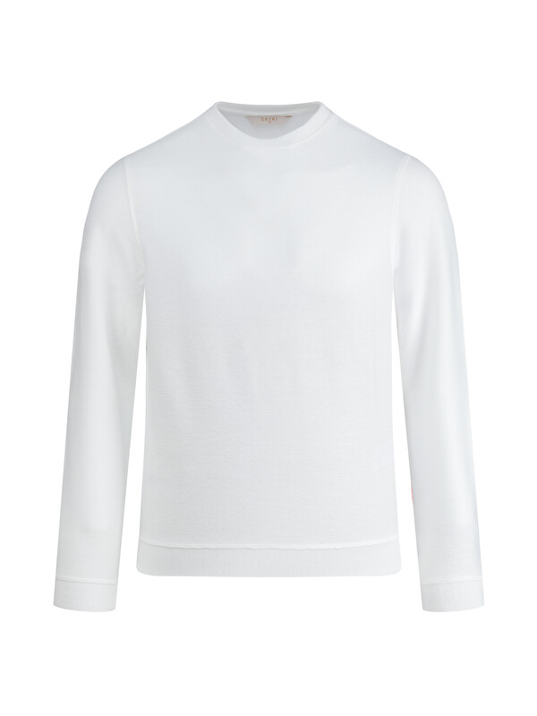 Hatemoğlu Beyaz Regular Fit Bisiklet Yaka Sweatshirt