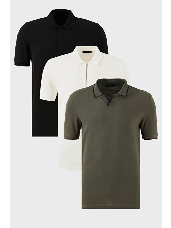 Buratti Pamuklu Regular Fit 3'lü Paket Polo Yaka Tişört 59029641527S3