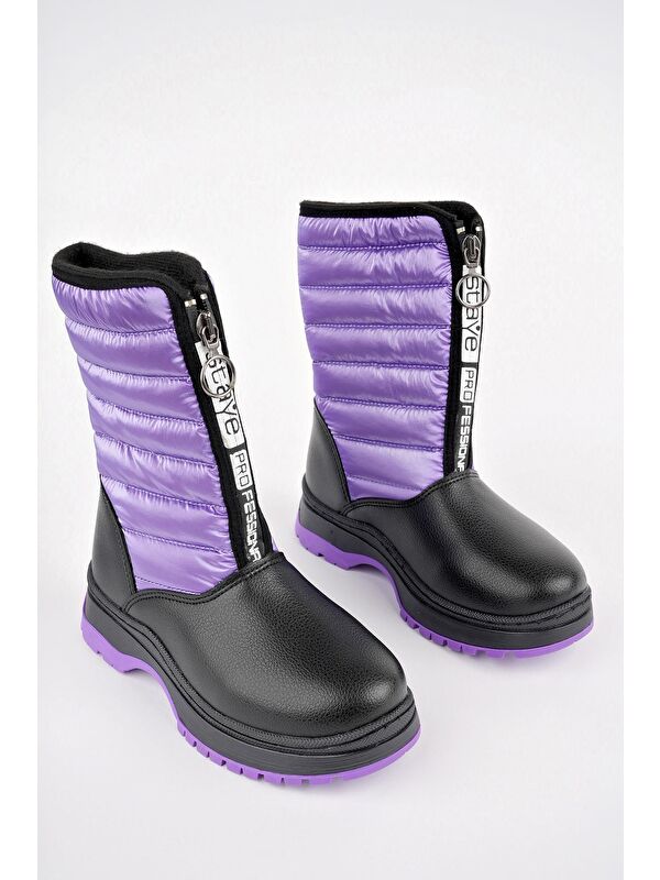 SUGAR Çocuk Unisex Rahat Kalıp Önü Fermuarlı İçi Kürklü Yağmur ve Kar Botu - Görsel 3