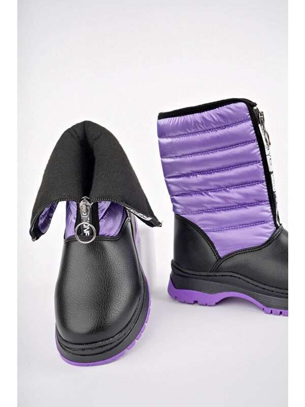 SUGAR Çocuk Unisex Rahat Kalıp Önü Fermuarlı İçi Kürklü Yağmur ve Kar Botu - Görsel 4