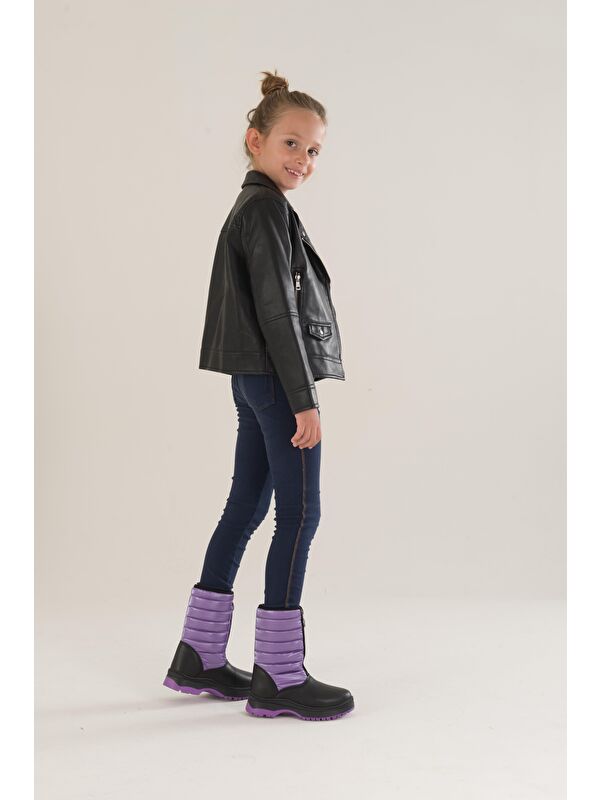 SUGAR Çocuk Unisex Rahat Kalıp Önü Fermuarlı İçi Kürklü Yağmur ve Kar Botu - Görsel 6