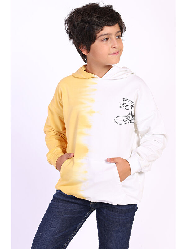Toontoykids Erkek Çocuk Kapüşonlu Baskılı İki Renkli Sweatshirt