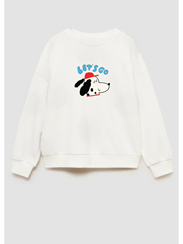 Monila Erkek Çocuk Köpek Baskılı 3 İplik Kumaş Pamuklu Sweatshirt