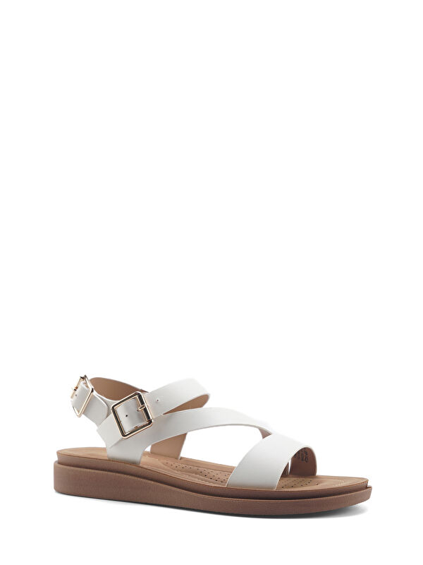 166925.Z5FX Beyaz Kadın Comfort Sandalet - Görsel 3