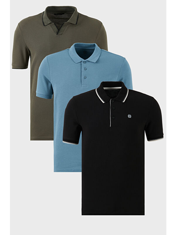 Buratti Pamuklu Regular Fit 3'lü Paket Polo Yaka Tişört 59029641827S3