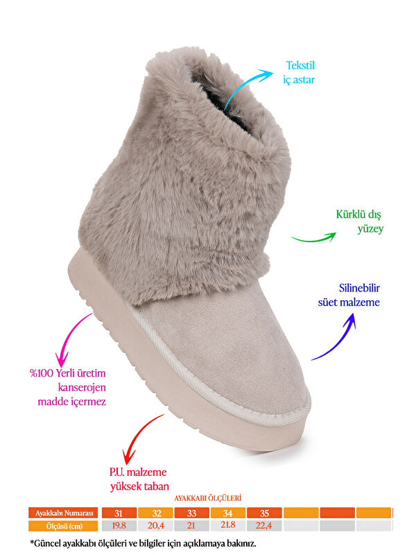 Nera Kürklü Kız Çocuk Süet Bot Ayakkabı - Görsel 3