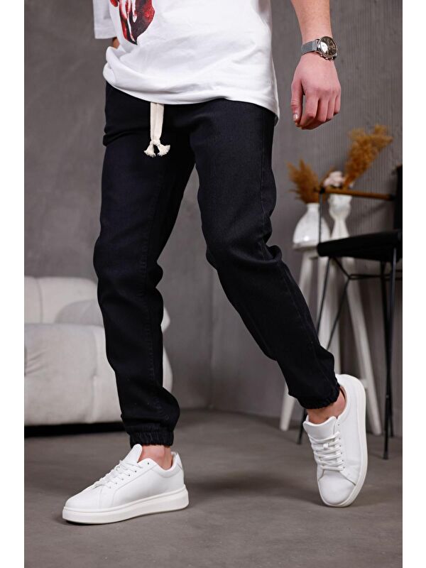 Oksit Zessi Paçası ve Beli Lastikli Slim Fit Elastanlı Jean Jogger Pantolon