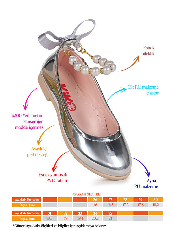 Blanch Ayna İncili Lastikli Kız Çocuk Babet Ayakkabı - Görsel 3