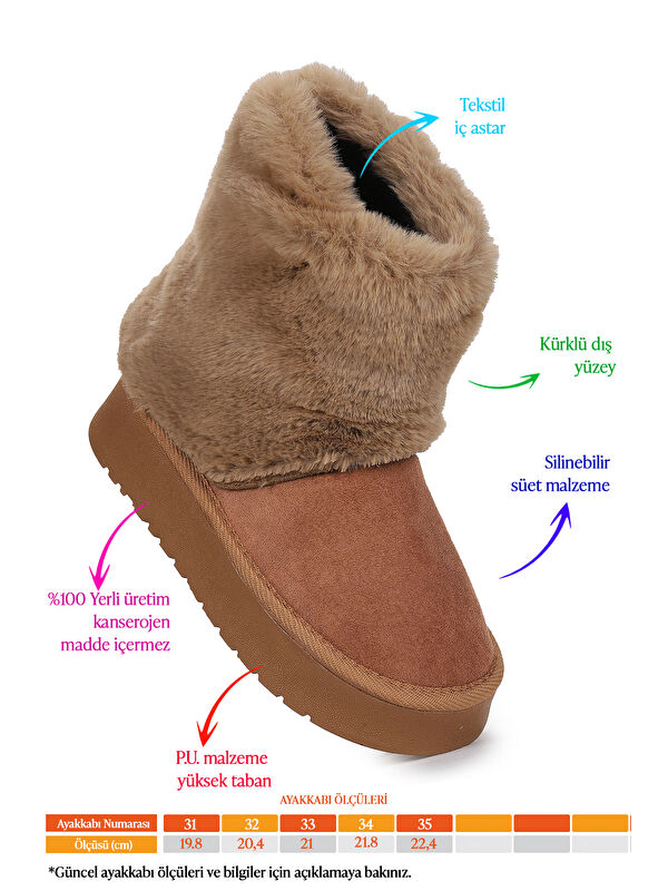 Nera Kürklü Kız Çocuk Süet Bot Ayakkabı - Görsel 3