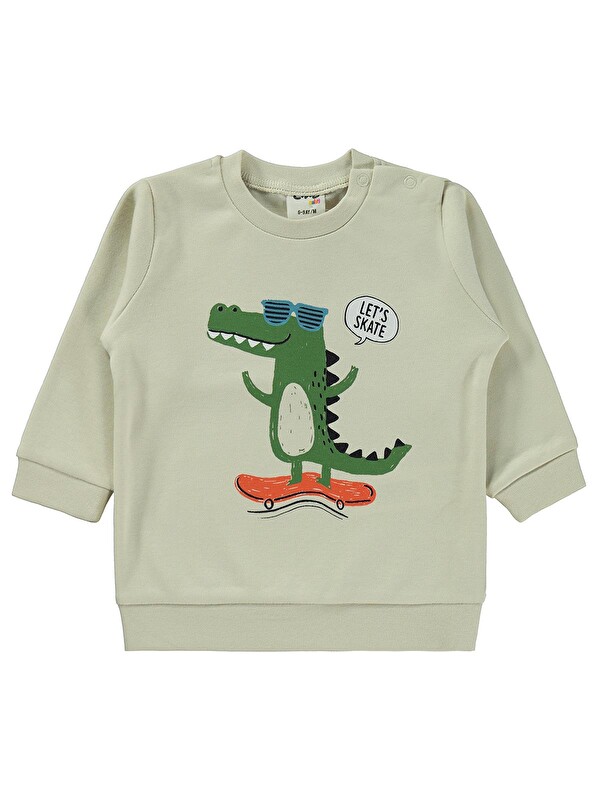 Civil Baby Timsah Baskılı 6-18 Ay Sweatshirt - Bej