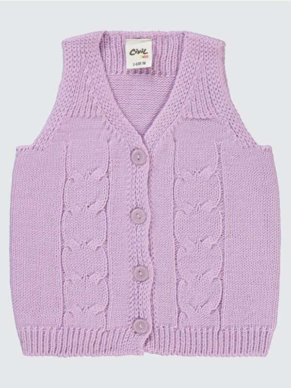 Civil Baby Saç Örgülü 3-18 Ay Yelek - Lila 9-12 Ay