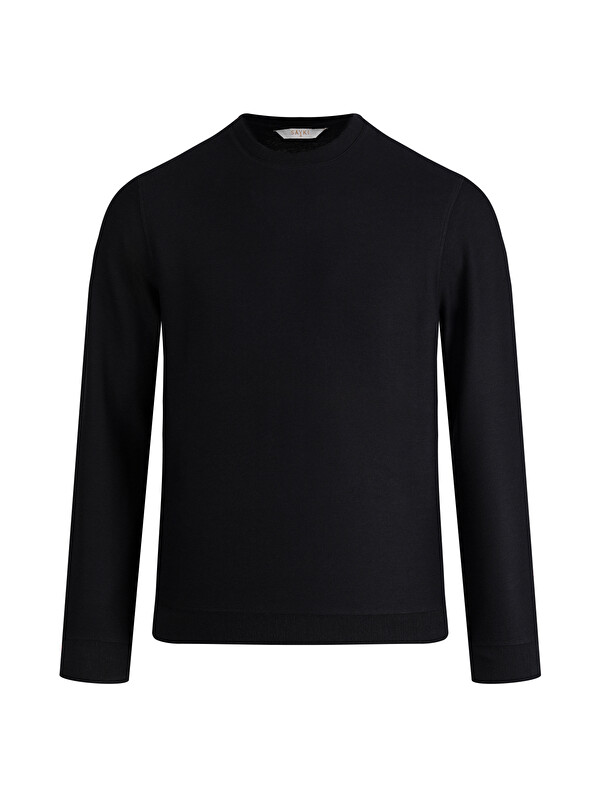 Hatemoğlu Siyah Regular Fit Bisiklet Yaka Sweatshirt