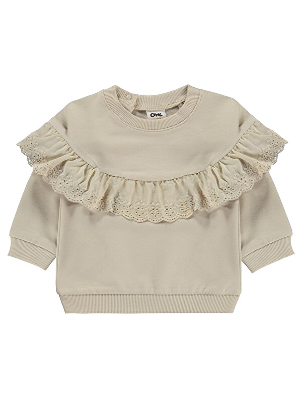 Civil Baby Fırfırlı Basic 6-18 Ay Sweatshirt - Bej