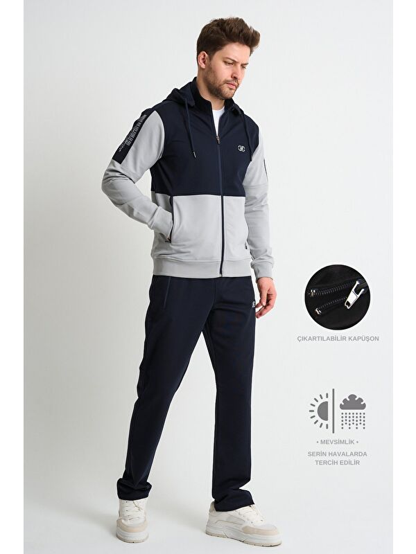 Shooter Sportswear Gri Premium Erkek Eşofman Takımı Mevsimlik Kapüşonlu Rahat Kalıp