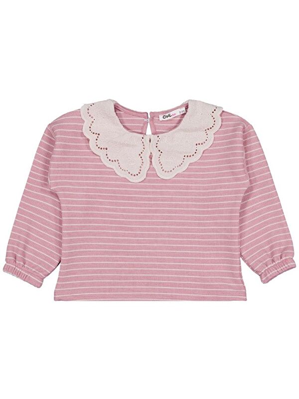 Civil Girls Çizgili 2-5 Yaş Sweatshirt - Pembe 5-6 Yaş