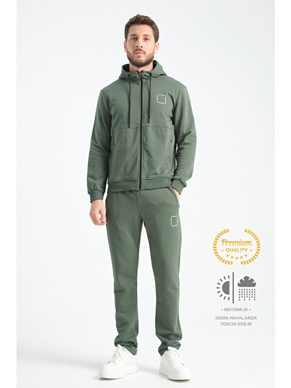Shooter Sportswear Haki Erkek Eşofman Takımı Mevsimlik Luxe Kalite Pamuklu