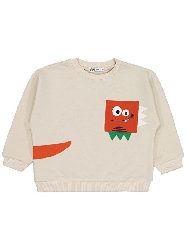 Civil Boys Cebi Surat Nakışlı 2-5 Yaş Sweatshirt - Bej 5-6 Yaş