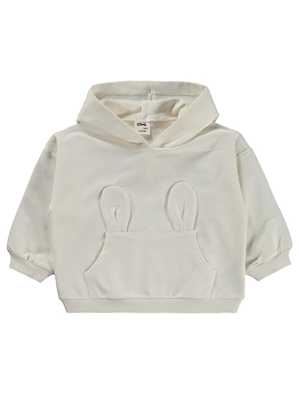 Civil Baby Tavşan Kulak Cepli Kapüşonlu 6-18 Ay Sweatshirt - Ekru