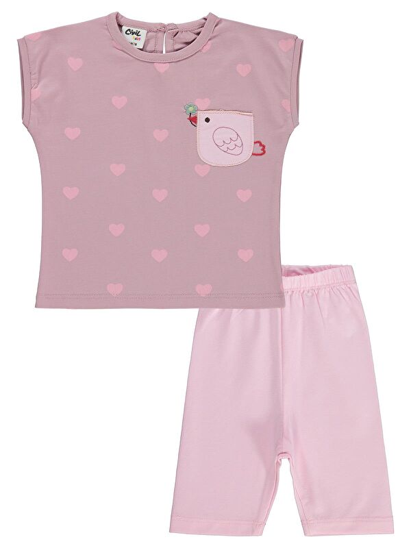 Civil Baby Kuş Baskılı 6-18 Ay Takım - Pembe