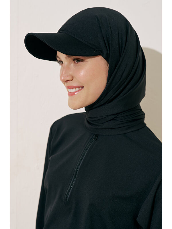 Manuka Cap Şapkalı Mayo Şal Siyah
