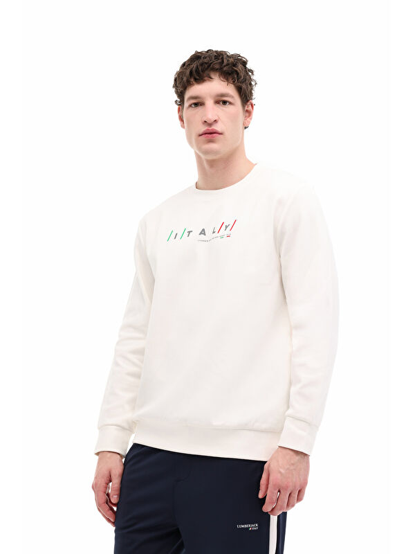 Lumberjack ML RANGER 16ITL1301 6FX KIRIK BEYAZ Erkek Sweatshirt