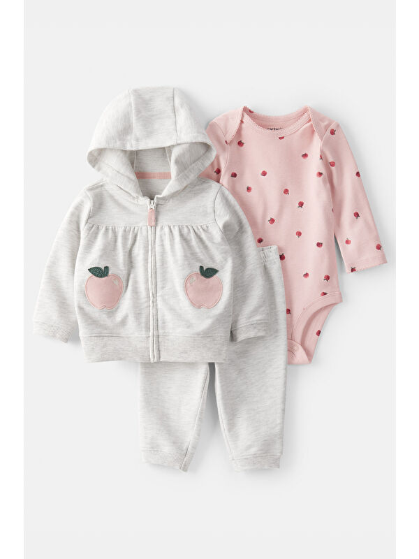 Carter's Kız Bebek Gri 3Lü Hırkalı