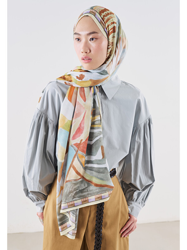 Fresh Scarfs Floral Fiesta Desen Rami Viskon Şal Sarı