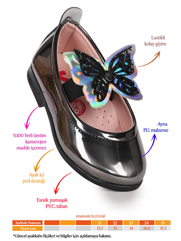 Ayna Menz Kelebek Lastikli Kız Bebek Babet Ayakkabı - Görsel 3