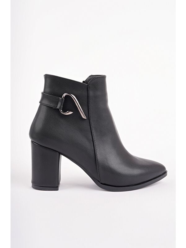 FORTİS Sivri Burun Toka Detaylı Fermuarlı Kalın Topuklu Kadın Bot - Görsel 4