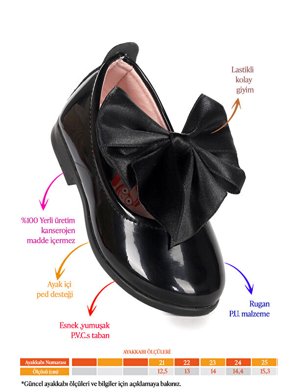 Tari Rugan Fiyonk Lastikli Kız Bebek Babet Ayakkabı - Görsel 3