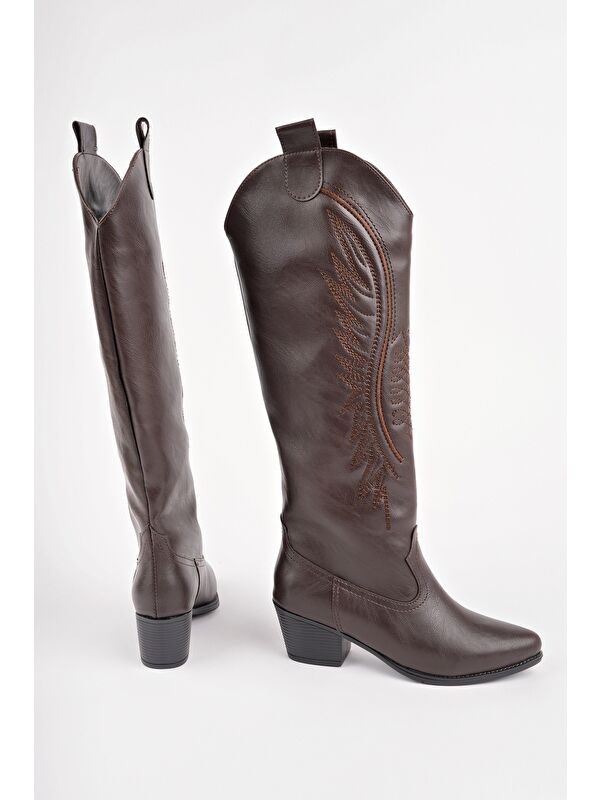 RODEO Dikiş Detaylı Kalın Topuklu Kovboy Kadın Çizme - Görsel 3