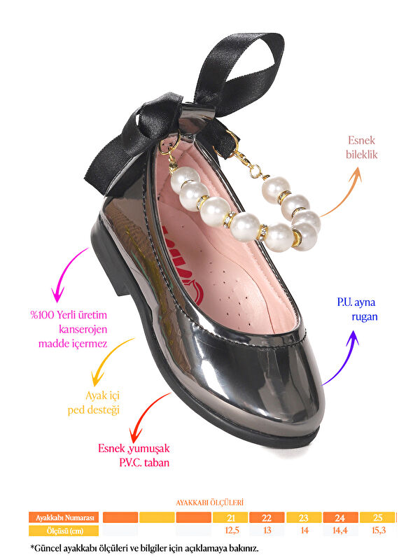 Blanch Ayna İncili Lastikli Kız Bebek Babet Ayakkabı - Görsel 3