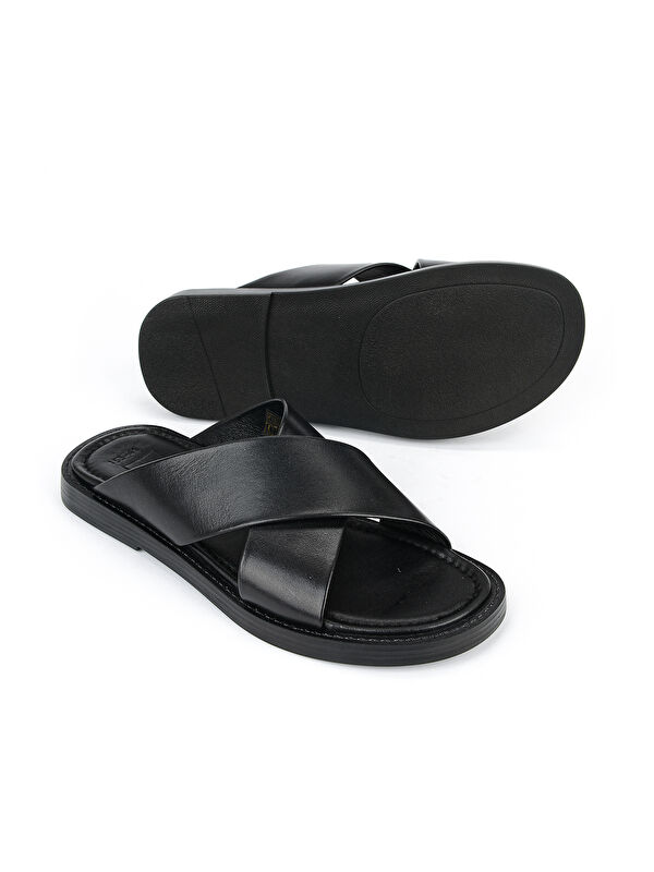 Ziya Ayakkabi Lacivert Ziya Ayakkabi Hakiki Erkek Deri Terlik 1611045ZM153