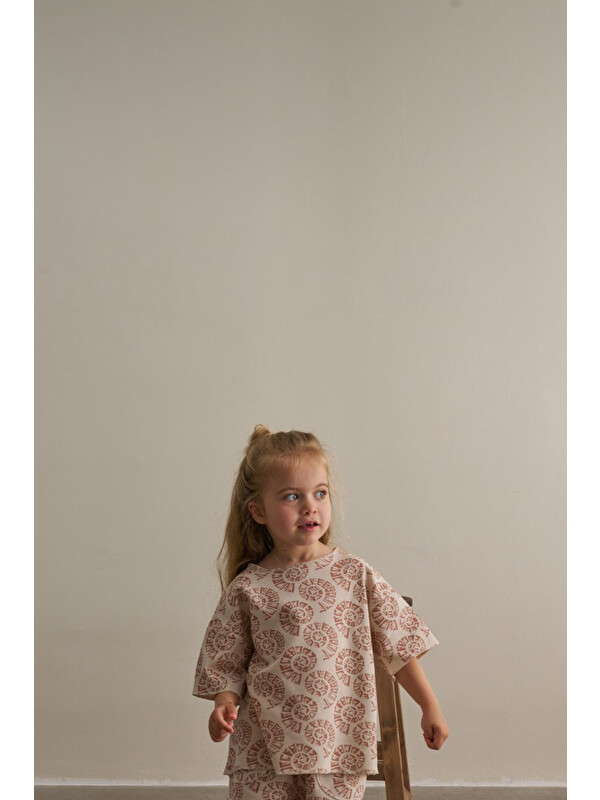 Oh La La Koala For Little Ones Bej Boho Bloom Serisi Waffle T-shirt