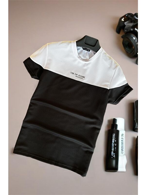 Oksit Ft 2469 For The Oceans Flok Baskı Slim Fit Erkek Tişört