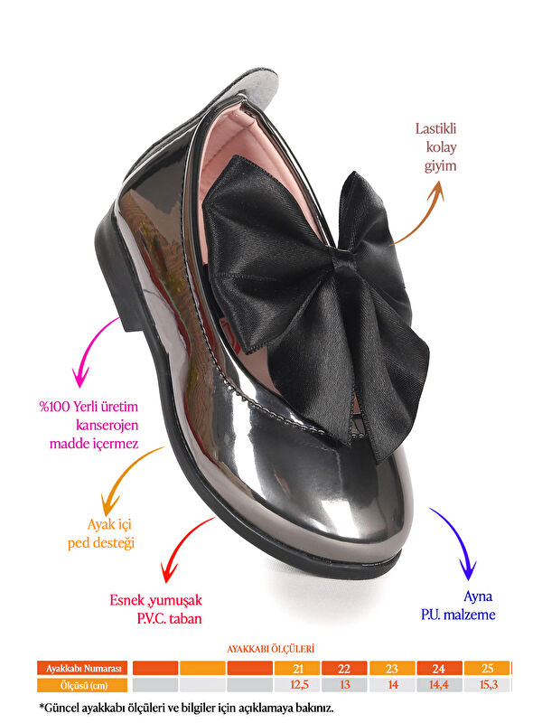 Tari Ayna Fiyonk Lastikli Kız Bebek Babet Ayakkabı - Görsel 3