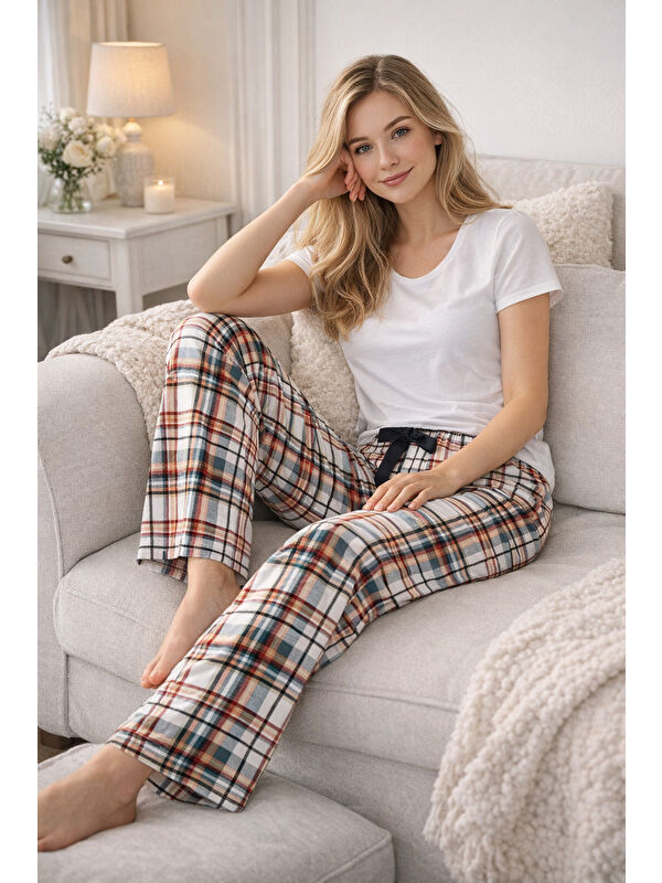 Remsa Kadın Viskon Kumaş Penye Tek Pijama Alt 22 Çok Renkli