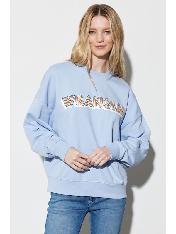 Wrangler Regular Fit Normal Kesim %100 Pamuk Bisiklet Yaka Mavi Sweatshirt