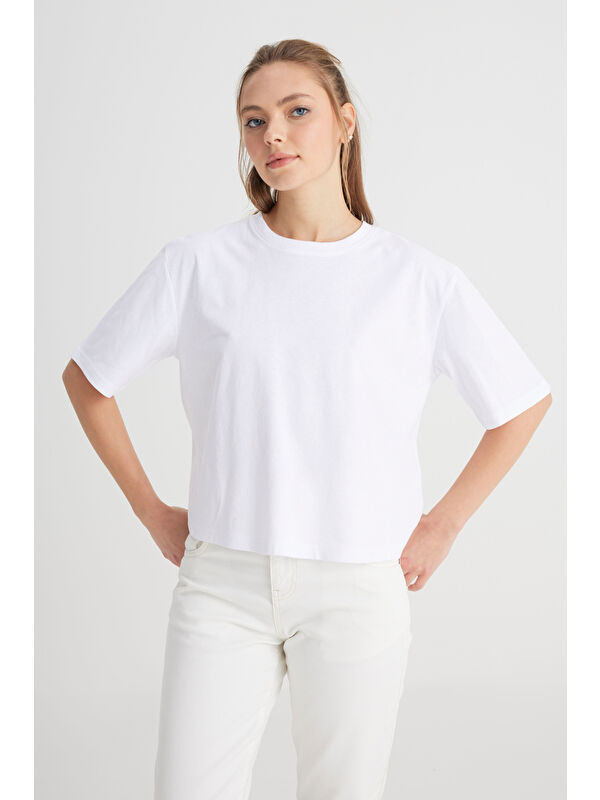 Wrangler Relaxed Fit Bisiklet Yaka %100 Pamuk Beyaz Tişört