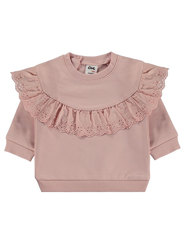 Civil Baby Fırfırlı Basic 6-18 Ay Sweatshirt - Pudra
