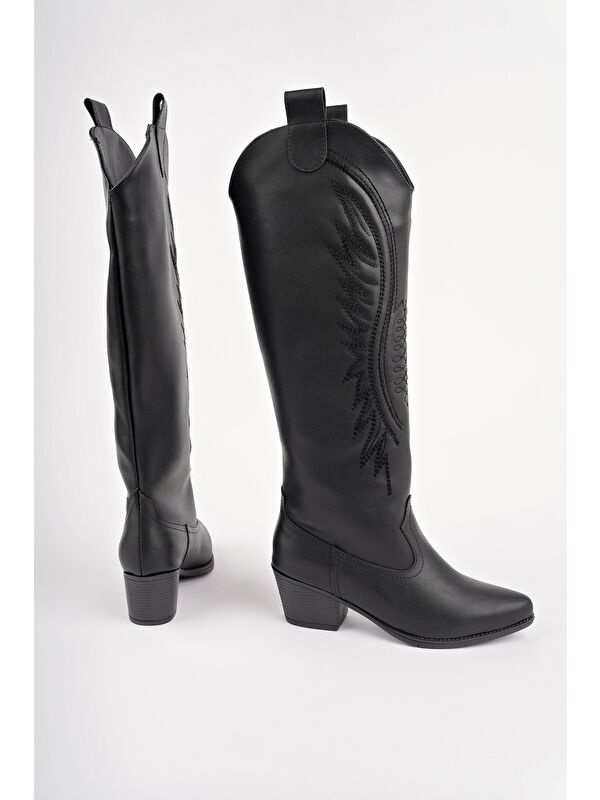 RODEO Dikiş Detaylı Kalın Topuklu Kovboy Kadın Çizme - Görsel 3