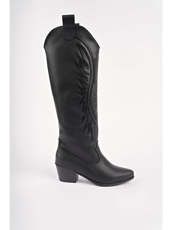 RODEO Dikiş Detaylı Kalın Topuklu Kovboy Kadın Çizme - Görsel 4