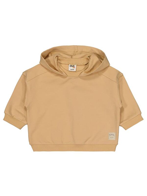 Civil Baby Basic Timeless Kapüşonlu 6-18 Ay Sweatshirt - Kahverengi 9-12 Ay
